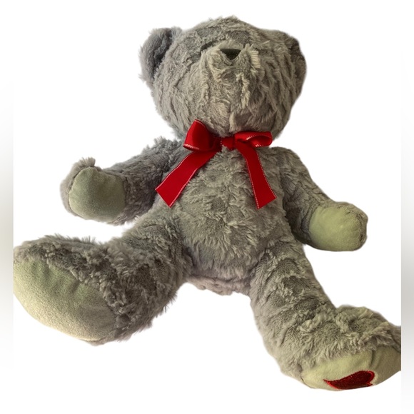 Walgreens Gray Teddy Bear Red Bow & Heart on Foot 13" Stuffed Animal Plush HTF. - Picture 6 of 11
